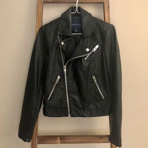 American Eagle Faux Leather Moto Jacket, Black